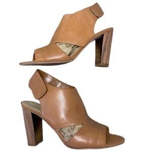 Marc Fisher Leotie wooden heel leather sandal , size 8.5